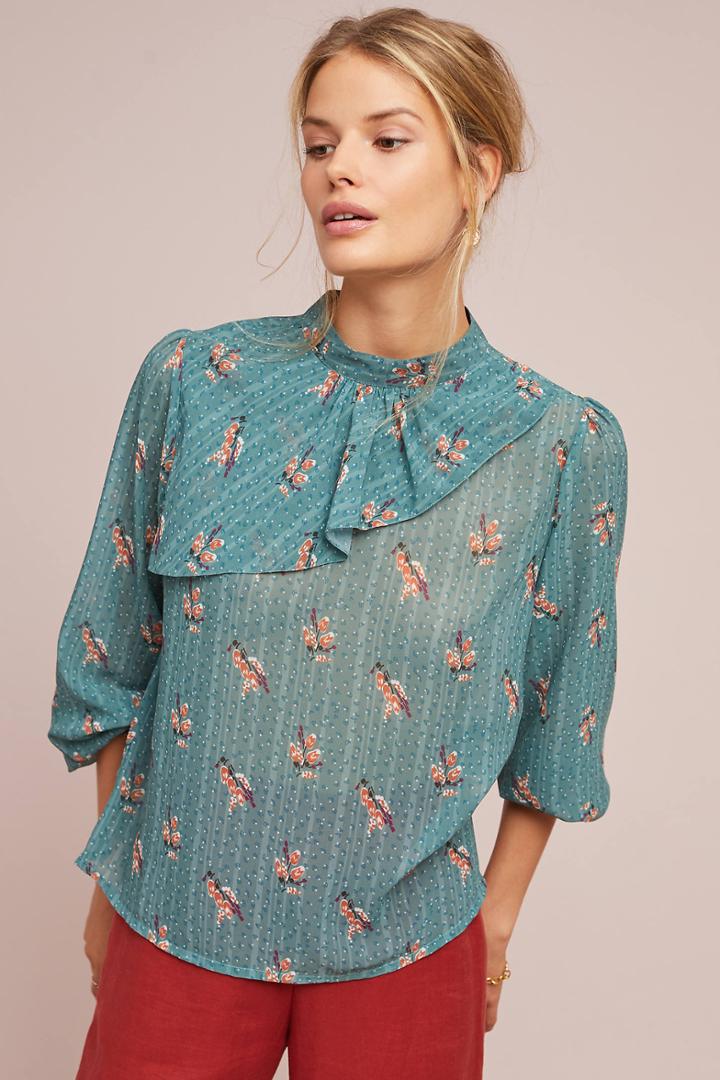 Anthropologie Smyrna Mock Neck Blouse