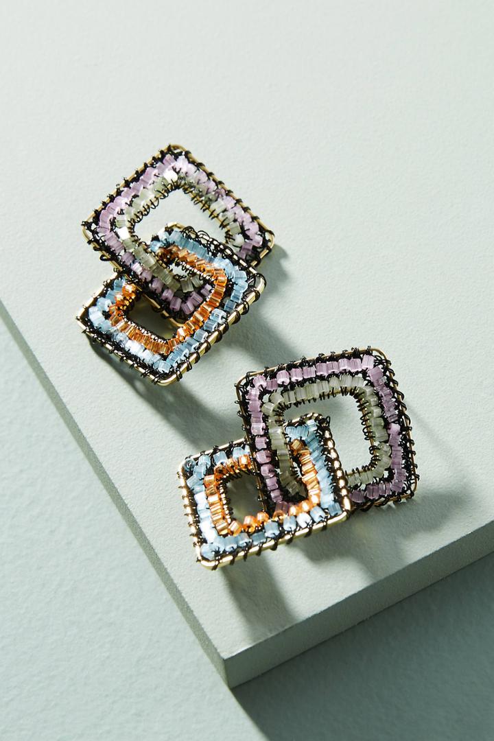 Anthropologie Beaded Link Drop Earrings