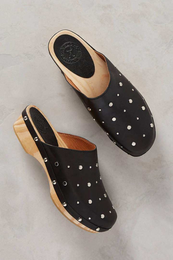 Anthropologie Wg Low Wood Studded Clog