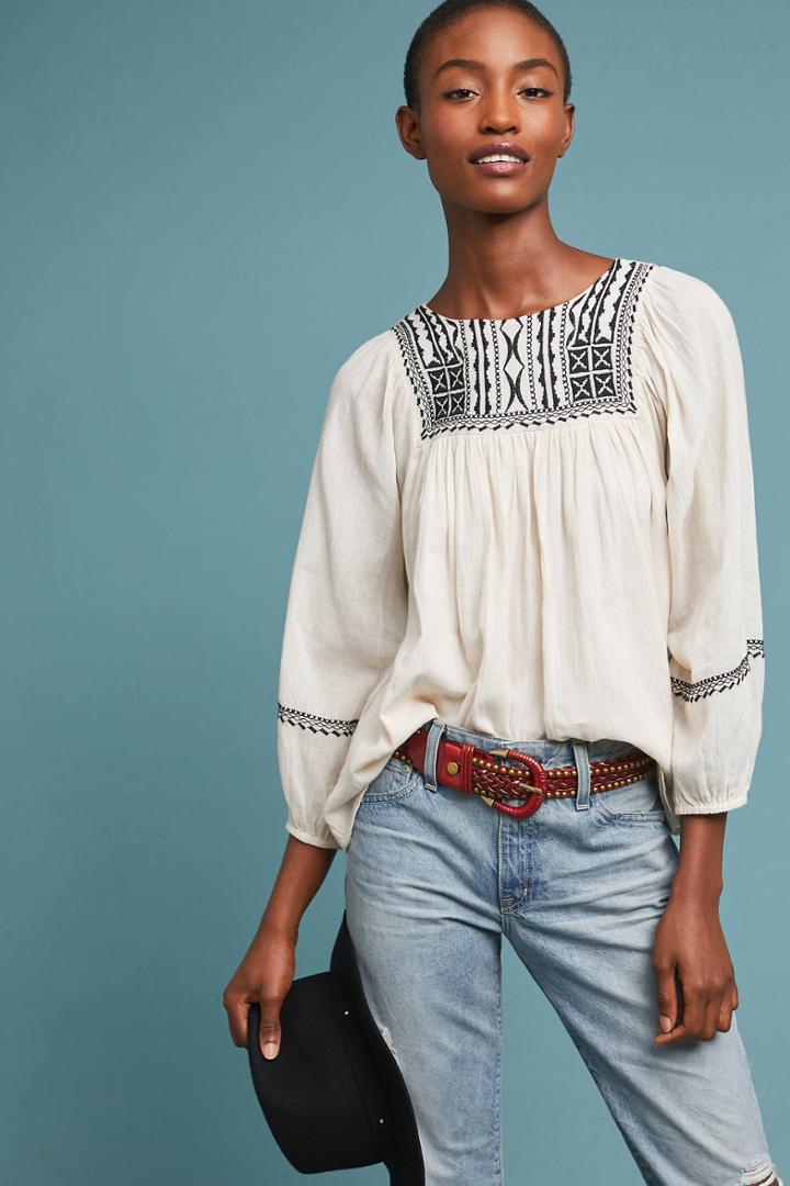 Velvet By Graham & Spencer Vanna Embroidered Blouse