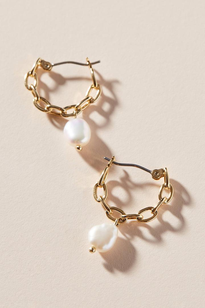 Anthropologie Rise Pearl Hugger Hoop Earrings
