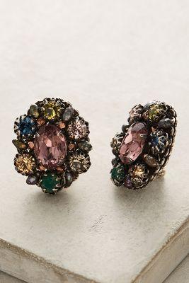 Miriam Haskell Crystal Bouquet Clip-on Earrings