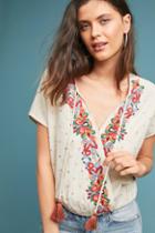 Love Sam Charlie Embroidered Wrap Top