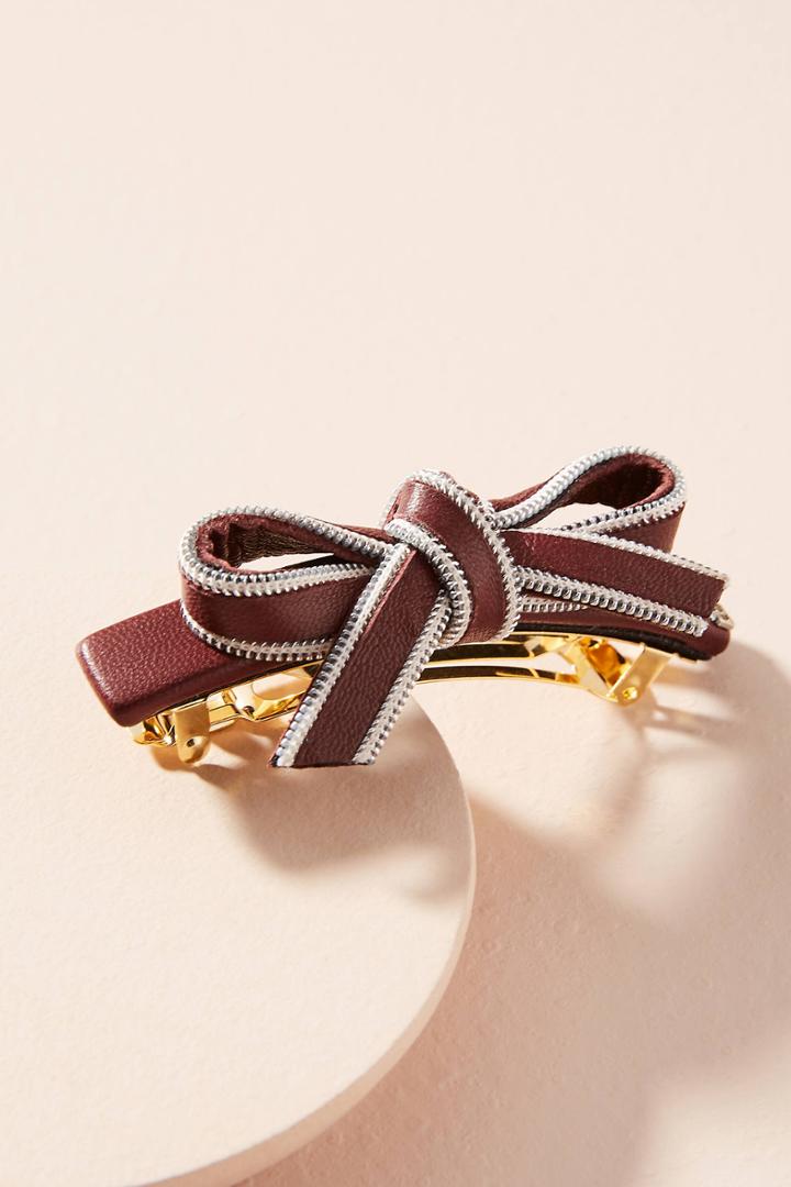 Alexandre De Paris Leather Bow Barrette