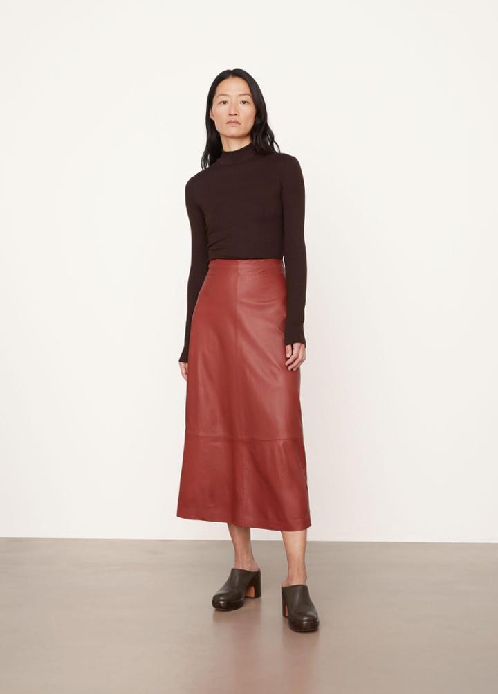 Vince Leather Straight Skirt