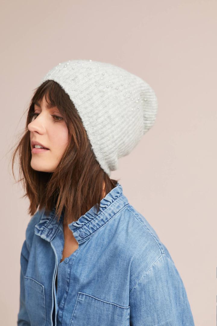 Anthropologie Snowfall Ribbed Beanie