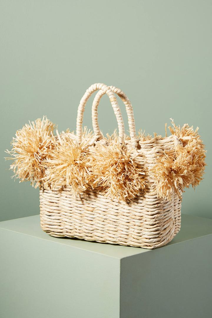 Indego Africa Palm Pommed Tote Bag