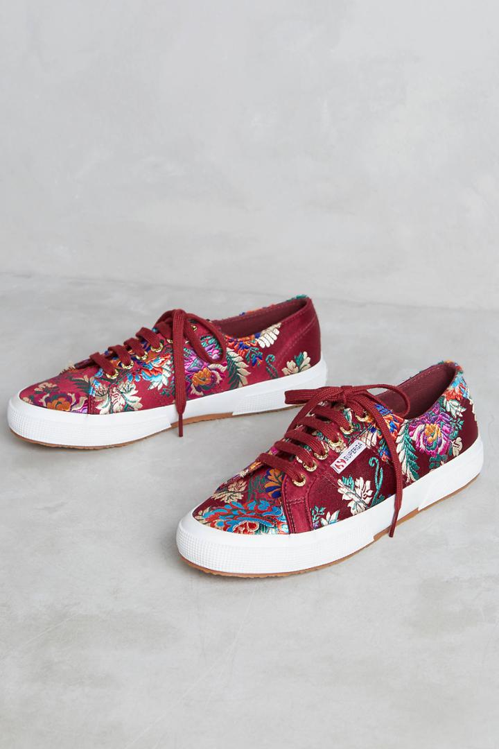 Superga Embroidered Satin Sneakers