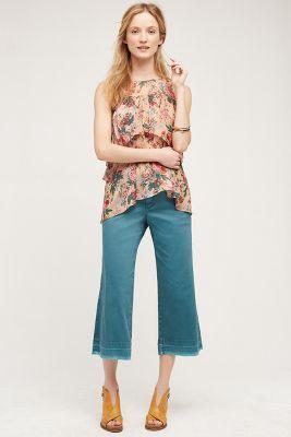 Pilcro Cropped Wide-leg Chinos Turquoise