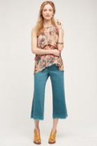 Pilcro Cropped Wide-leg Chinos Turquoise