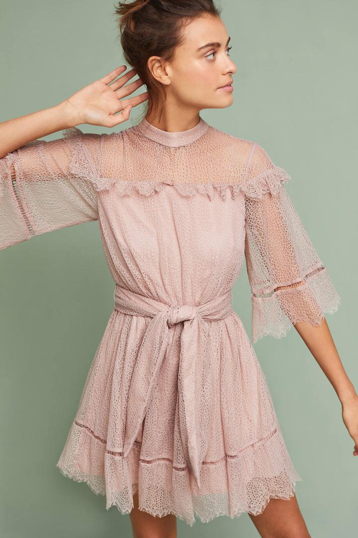 Keepsake Ruffled Lace Midi Dress