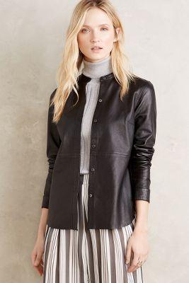 Current/elliott Washed Leather Jacket Black