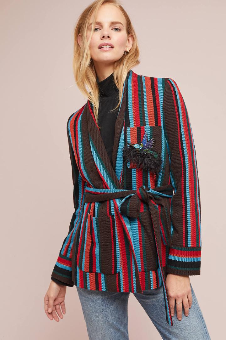 Beatrice B Capalbio Striped Sweater Jacket