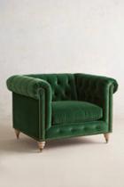 Anthropologie Velvet Lyre Chesterfield Armchair, Wilcox