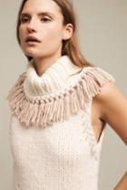 Anthropologie Fringed Handknit Turtleneck