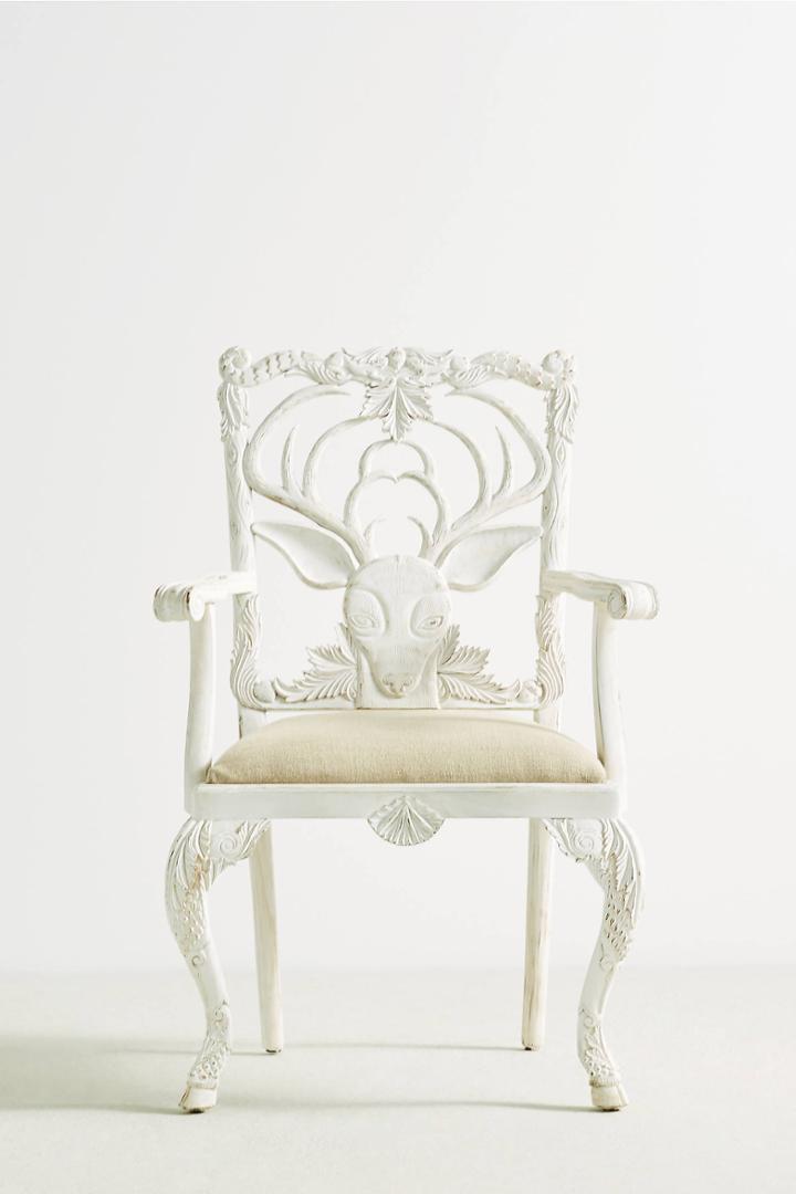 Anthropologie Handcarved Menagerie Deer Armchair