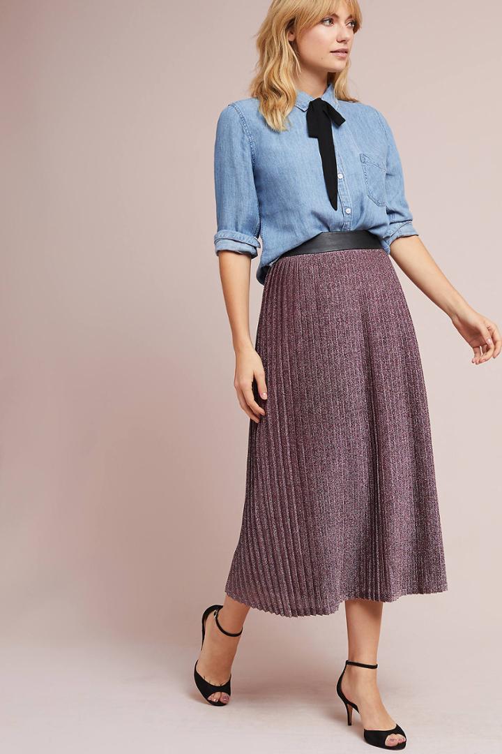 Traffic People Champagne Pleated Skirt
