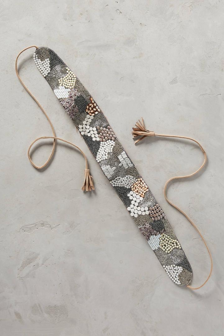 Anthropologie Grey Camo Beaded Belt