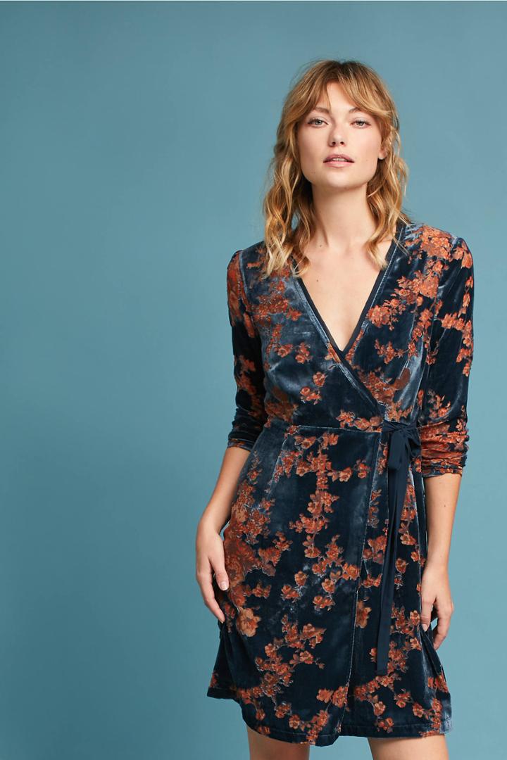 Eri + Ali Velvet Burnout Wrap Dress