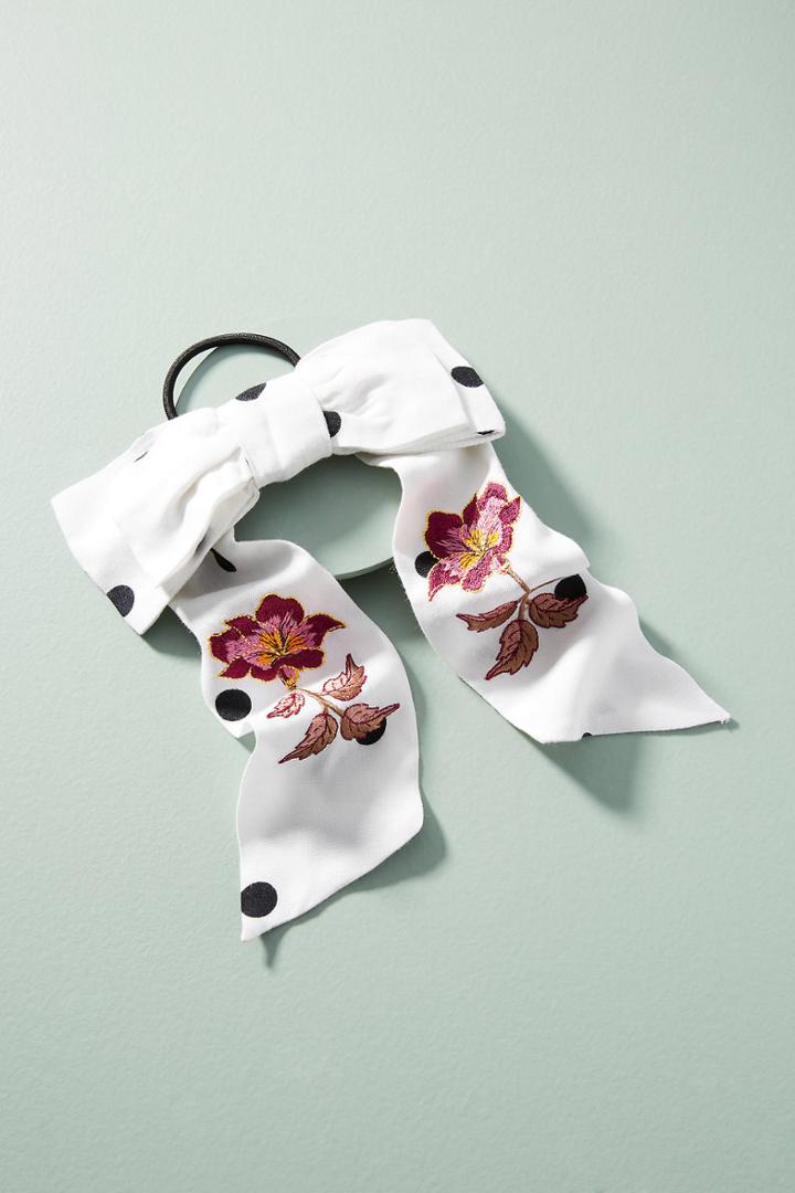 Anthropologie Embroidered Scarf Hair Tie