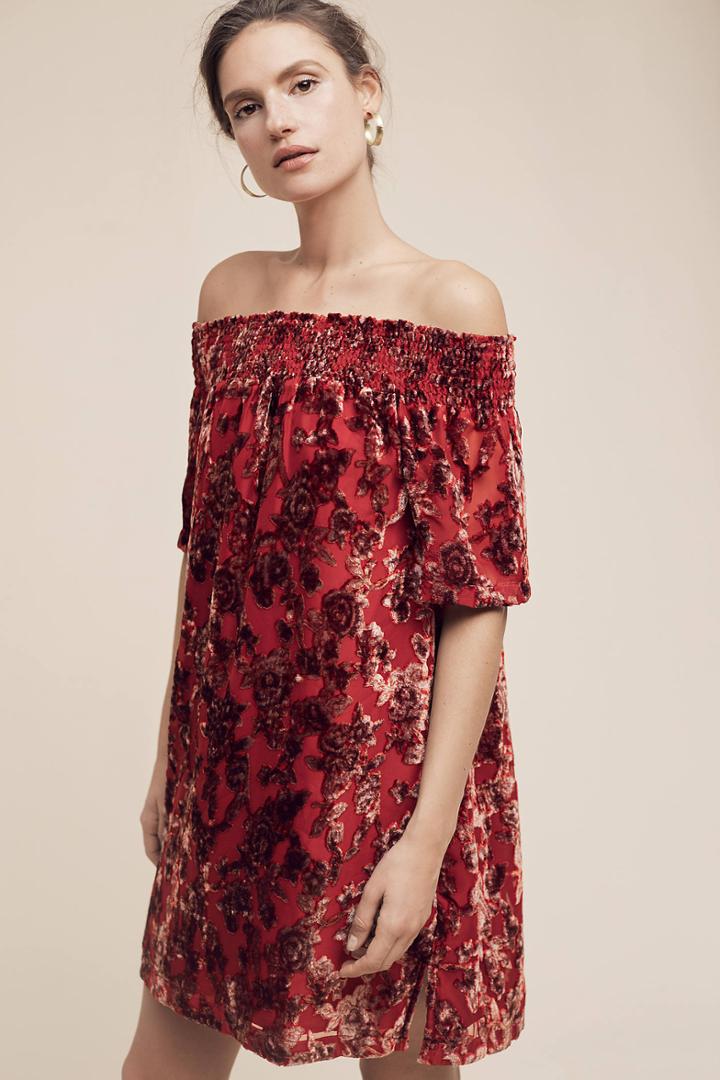 Seen Worn Kept Barrott Velvet Off-the-shoulder Dress