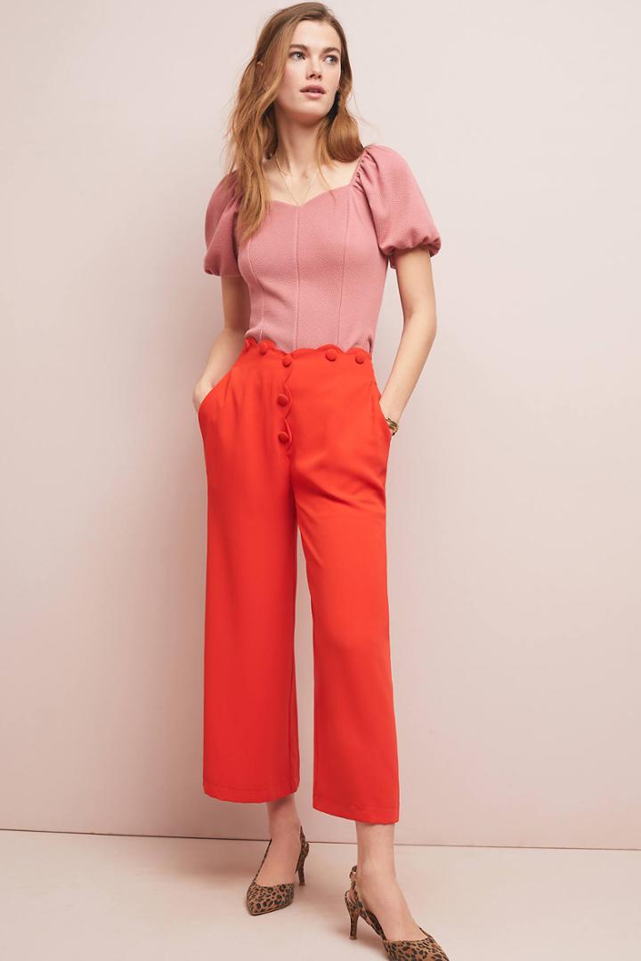 Harlyn Scalloped Wide-leg Pants
