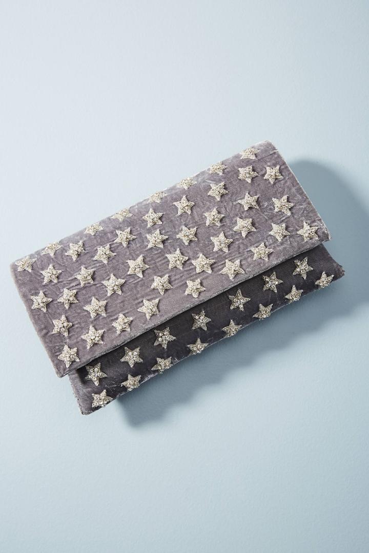 Anthropologie Velvet Star Clutch
