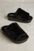 All Black Shearling Slipper Slides