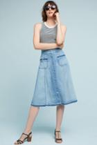 7 For All Mankind Button Front Denim Midi Skirt