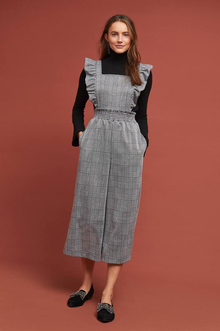 London Rose Ruffled Plaid Jumpsuit