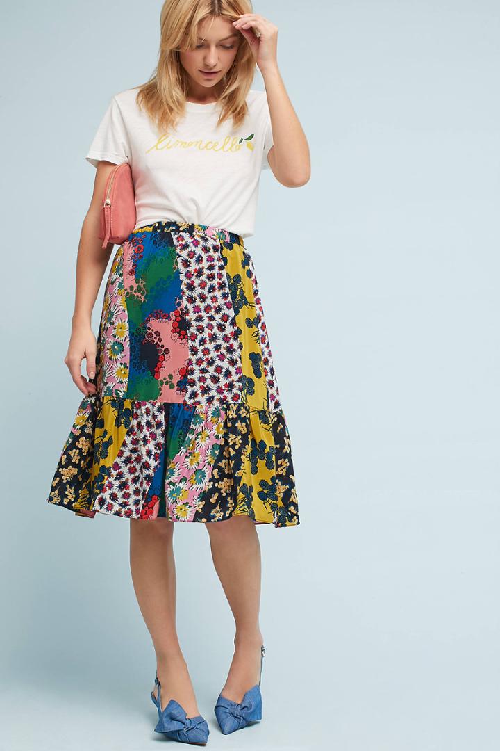 Maeve Flounced Patchwork Skirt