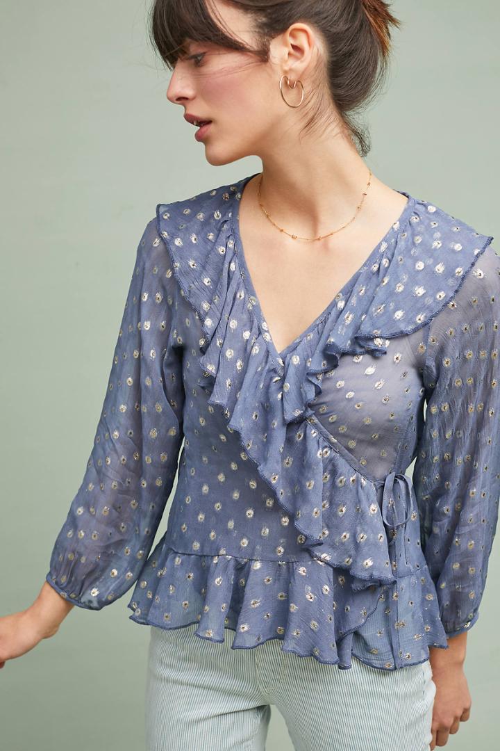 Rina Dhaka Clip Dot Wrap Blouse
