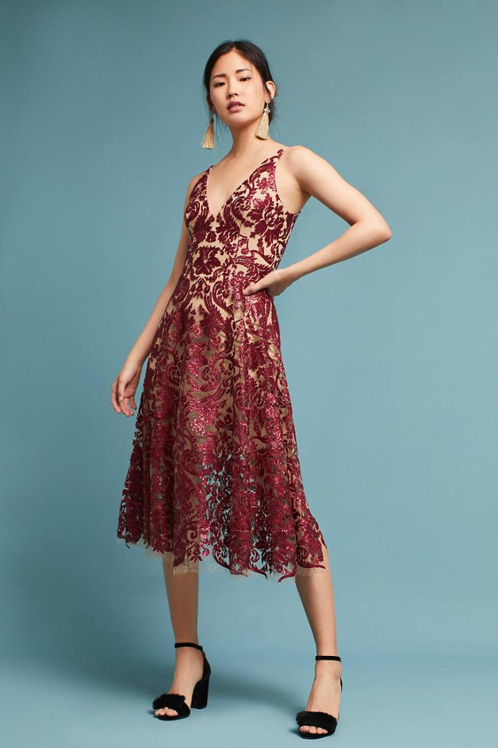 Dress The Population Sequined Floral Dress