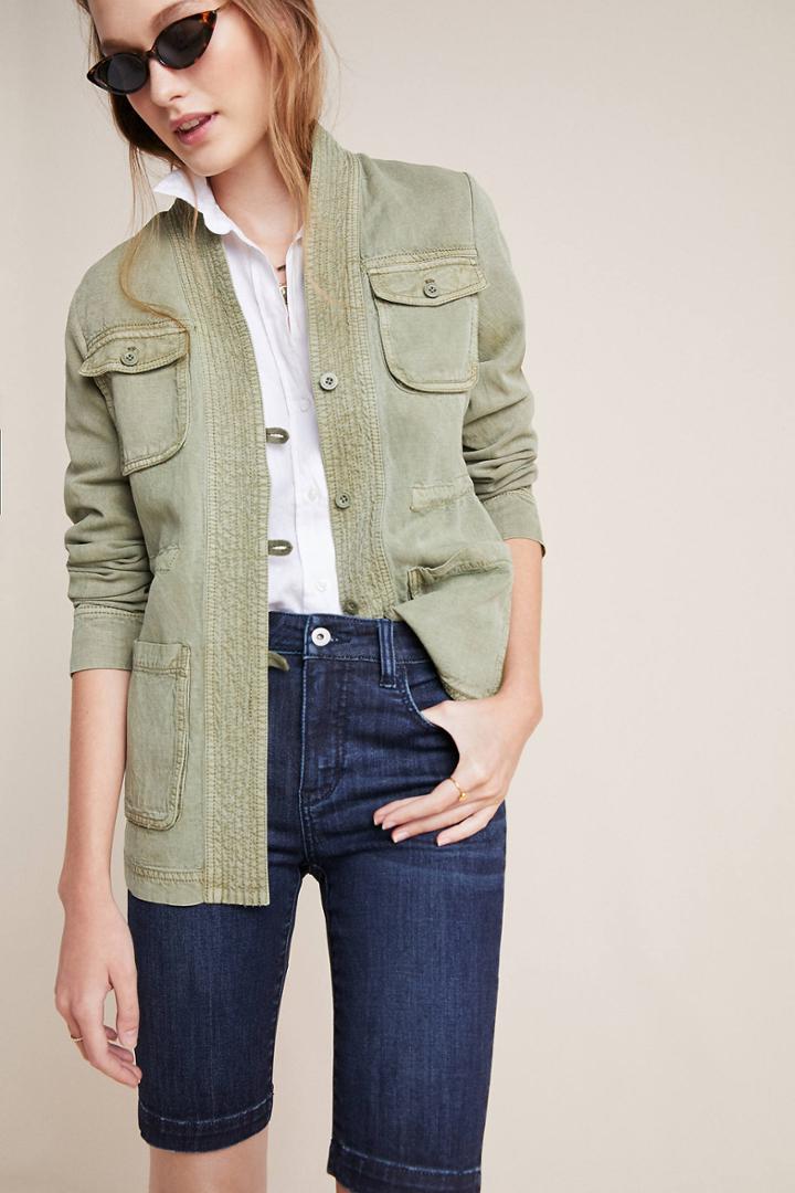 Pilcro And The Letterpress Pilcro High-rise Denim Bike Shorts