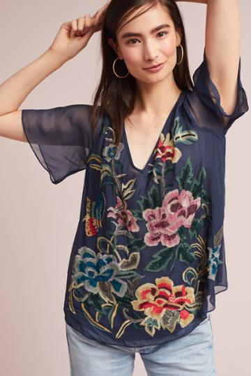 Ranna Gill Ikebana V-neck Blouse