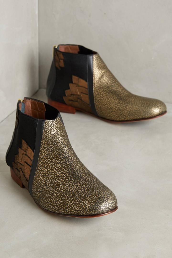 Luiza Perea Winged Metallic Booties