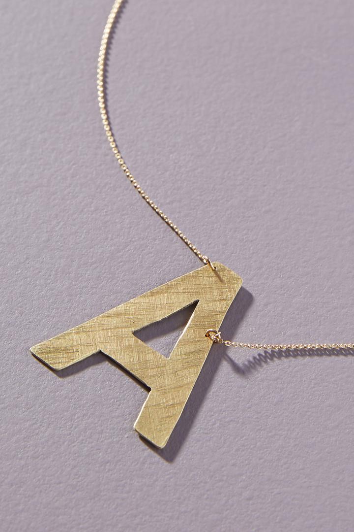Anthropologie Block Monogram Necklace