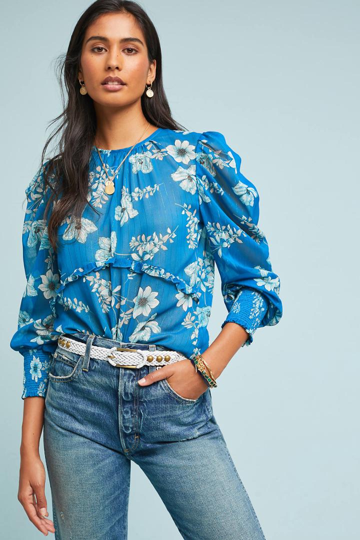 Ml Monique Lhuillier Floral Blouse