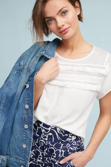 James Coviello Fringed Linen Pullover