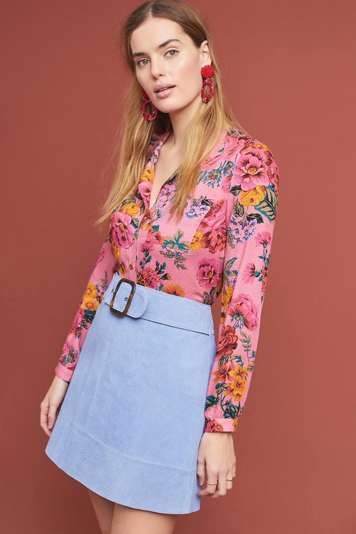 Maeve Snake-embossed Leather Mini Skirt