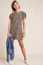 Velvet By Graham & Spencer Jolene Leopard Puff-sleeved Mini Dress
