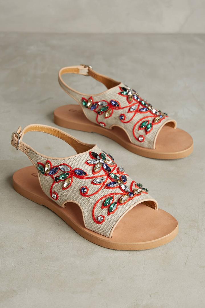 Coral Blue Gem Slingback Sandals