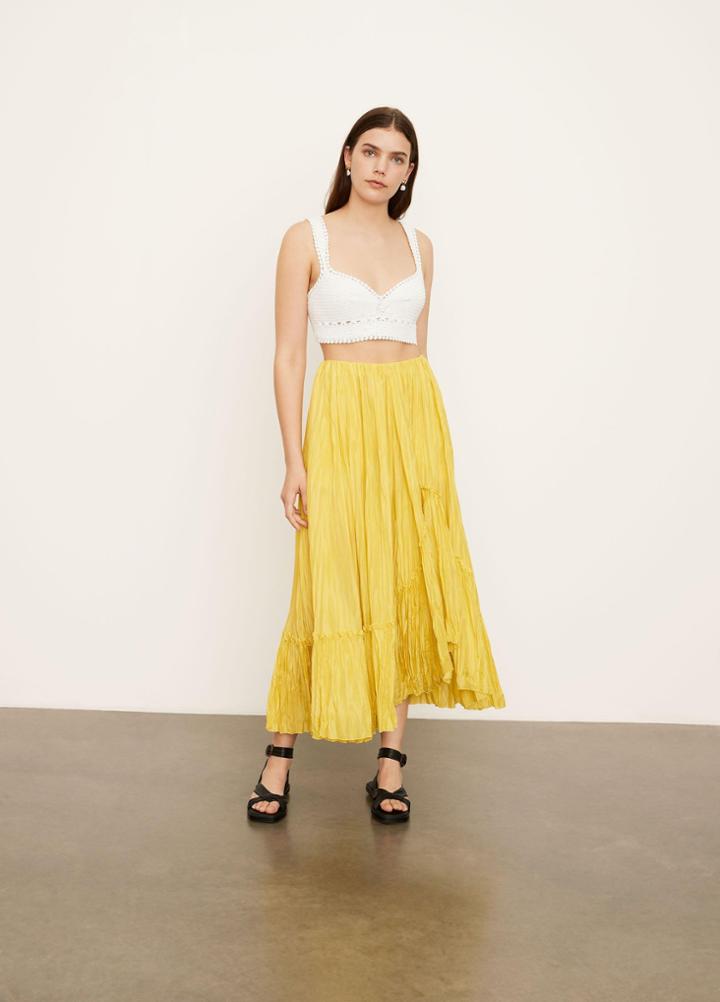Vince Crushed Tiered Paneled Skirt