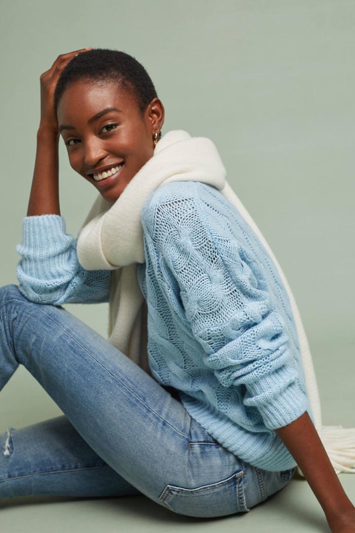 Line & Dot Cable-knit Pullover