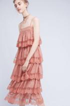 Three Floor Tiered Blush Midi Dress