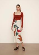 Vince Abstract Painted Draped Knot Skirt
