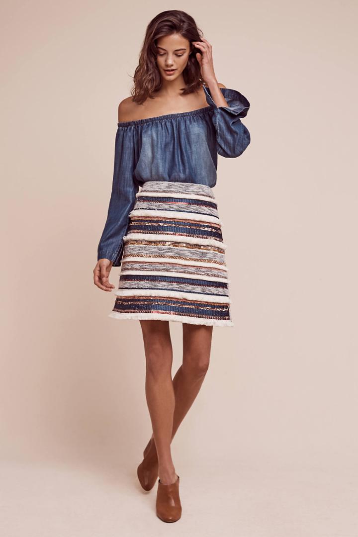 Anthropologie Erine Beaded Mini Skirt