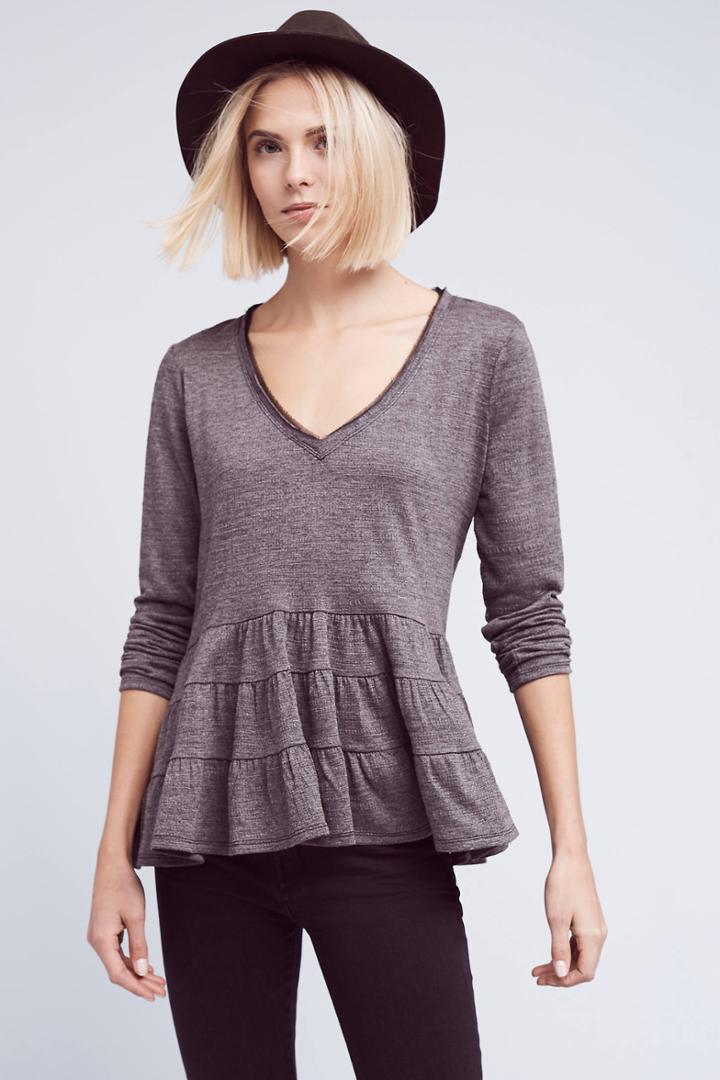 Deletta Thea Ruffled Peplum Top