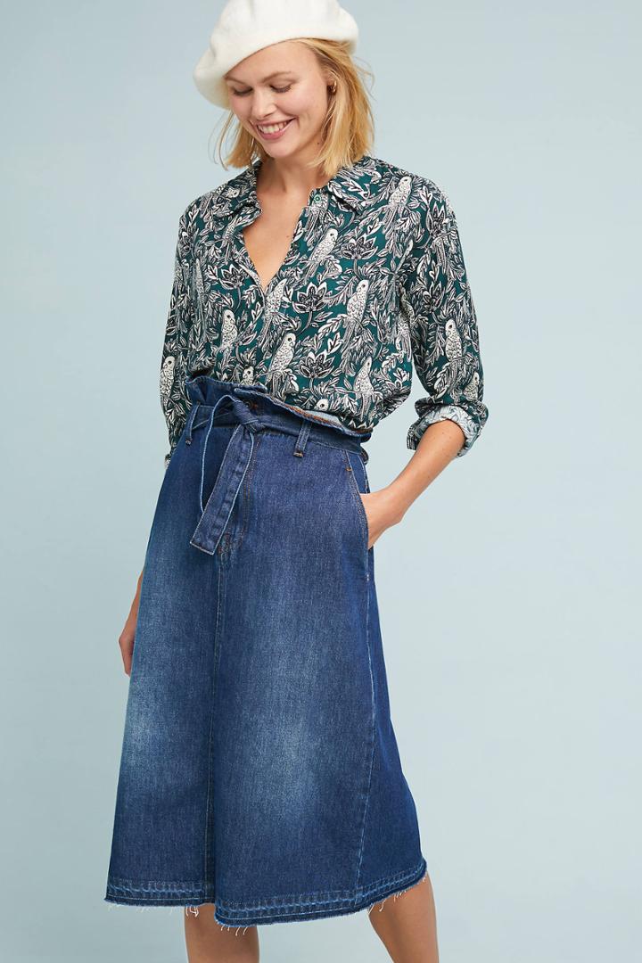 Anthropologie Paperbag-waisted Denim Skirt
