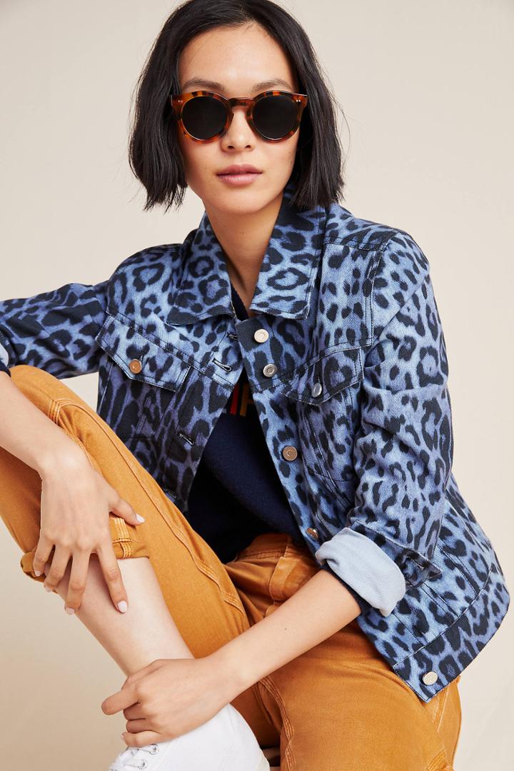 Bagatelle Leopard Denim Trucker Jacket